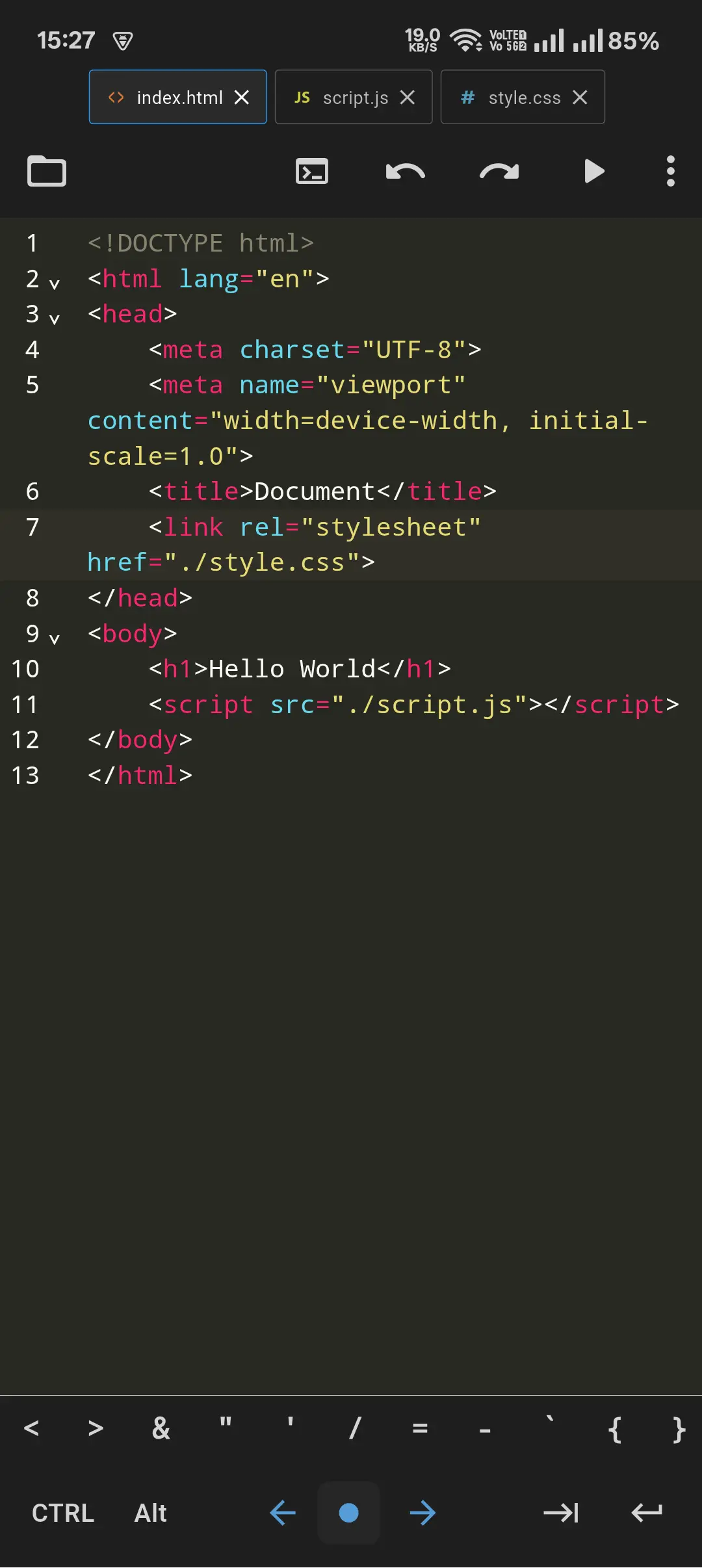 SrcNexus Code Editor App Screenshot - Mobile IDE for Android